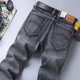 2023  Brand Logo Slim Fit Men's Jeans Business Casual Elastic Straight Denim Pants Male High Quality Trousers Colorful