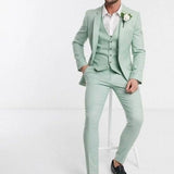 Ilooove Mint Green Men Suits Wedding Prom Party Tuxedo Custom Handsome Notch Lapel 3 Piece Conjuntos De Chaqueta(Jacket+Pants+Vest)