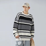 Ilooove Autumn Winter Men Sweaters Stripe Embroidery Knitting Pullover Korean Fashion Streetwear Men's Clothing NEW Sweater Male