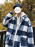 Gmiixder Winter Hip Hop Woolen Coat Men's Short Hong Kong Style Trend Jacket Loose Handsome Youth Lapel Plaid Thickened Jackets