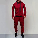 Ilooove 2023 New Autumn Winter 2 Pieces Sets Tracksuit Men Hooded Sweatshirt Drawstring Pants Male Stripe Patchwork Hoodies Big sweety