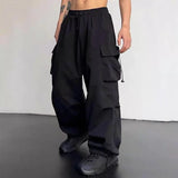 Summer Cargo Pants Men Oversized Pocket Casual Pants Men Japanese Streetwear Hip-hop Loose Wide Leg Pants Mens Thin Trousers