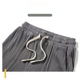 Summer Straight Pants Men&#39;s Loose Thin Section Drape Ice Silk Pants Wide Leg Sports Pants Solid Color Thin Casual Trousers