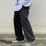 New Spray-dyed Jeans Men's Ins Fashion Brand High Street Wide-leg Daddy Pants Black Retro Drape Loose Straight Mop Pants