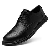 Ilooove Big Size Mens Formal Genuine Leather Dress Shoes British Stylish Business Dress Men Flats High Quality Brogues Oxford Shoes Men