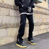 2023 Ankle Zipper Black Streetwear Joggers Men Cargo Pants Y2K Hip Hop Straight Casual Drawstring Long Trousers Pantaloni Uomo