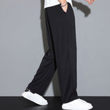 Summer Straight Pants Men&#39;s Loose Thin Section Drape Ice Silk Pants Wide Leg Sports Pants Solid Color Thin Casual Trousers