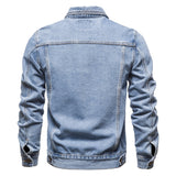 Ilooove 2023 Autumn Solid Lapel Denim Jackets Fashion Motorcycle Jeans Jacket Hommes Slim Fit Cotton Casual Black Blue Outwear Plus Size