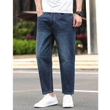 Oversized Summer Men&#39;s Thin Jeans 100% Cotton Baggy Classic Straight Wide Leg Casual Ankle Length Denim Pants Plus Size 44 46 48