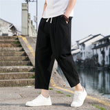 Linen Wide Men Pants New Korean Trousers Oversize Linens Streetwear  Male Spring Summer Pants Casual Men Clothing Sweatpants