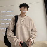 Suede Sweatshirts Men's Loose Trendy Foamring Printing Brand Harajuku High Street Male Pullovers Autumn Tops