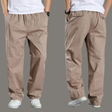 XL-3XL 4Colors Straight Loose Men Long Cargo Pants Soft Breathable Casual Streetwear Daily Travel Sports Cotton Trousers