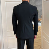 British Style Black Suit Jacket Male Elegant Gentleman Business Casual Professional Formal Dress Body Belt A Double Breasted