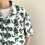 Summer Short Sleeved Shirt Men Fashion White Printed Casual Shirt Men Streetwear Loose Floral Shirts Mens Hawaiian Shirt M-XL