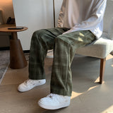 Men Checkered Casual Pants Loose Straight Corduroy Pants Sweatpants Man Fashion Streetwear 2023 Spring New Hip Hop Trousers