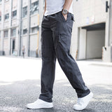 Big Size Men&#39;s Cargo Trousers Straight Leg Work Pant Men Loose Fit Cotton Summer Wide Overalls Male Side Multi Pocket large size