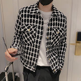 Jackets Men Spring Fashion Pocket Plaid Handsome Outwear Coats Korean Style Cropped Simple Harajuku All-match Daily Plus Size