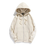 Ilooove Streetwear Zip Up Hoodies for Men Spring Autumn Outdoor Casual Letters Embroidery Hooded Cardigans Solid Color Hoodies Men Women