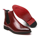 Ilooove Chelsea Boots for Men Red Sole Ankle Business Round Toe Slip-On Mens Boots Free Shipping Size 38-46 Men Shoes