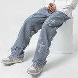 Men Streetwear Baggy Jeans Trousers Cross Hip Hop Mens Loose Jeans Pants Women Oversized Boyfriend Jeans Denim Jeans