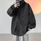 Bomber Jacket Men Solid Black Outerwear Streetwear Fashion Spring Autumn Loose Windbreaker Coat Male Clothing