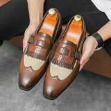 Ilooove Men Fringe & Buckle Decor Dress Loafers, Business Office Dress Shoes