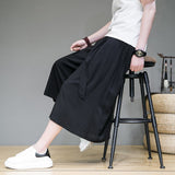 Men Wide Leg Pants Mens Cotton Joggers Retro Loose Trousers Man Korean Style Linen Pants Male Pants