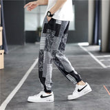 Spring Casual Fashion Loose Tie One's Feet Trend Contrasting Colors Elastic Waist Spliced Drawstring Korean Version Cropped Pant