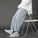 2023 New Street Casual Baggy Jeans Men's Korean Fashion Hip Hop Straight Wide Leg Trousers Couple Denim Pants Black Light Blue