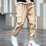 Fashion Youth Trend Summer New Men's Clothing Oversized Thin Loose Casual Solid Color Elastic Waist Spliced Pocket Cargo Pants