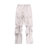 Harajuku Streetwear Pleated Straight Casual Track Pants Mens Pockets Ruched Retro Vibe Style Loose Trousers Oversize