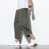 2023 Summer Casual Men's Pants Harajuku Solid Color Baggy Pants Cotton Linen Wide Leg Harem Trousers For Men