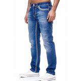 Men Jeans Solid Pockets Stretch Denim Straight Pants Spring Summer Business Casual Trousers Daily Streetwear Men's Clothing