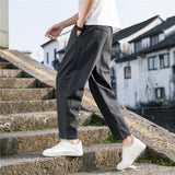 Linen Wide Men Pants New Korean Trousers Oversize Linens Streetwear  Male Spring Summer Pants Casual Men Clothing Sweatpants