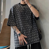 Spring Summer Trend Men's Clothing Loose Handsome Oversized Casual Short Sleeve Round Neck Fashion Printed Simplicity T-shirt