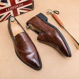 2023 New Men Loafers Leather Shoes Formal Elegant Dress Shoe Simple Slip On Man Casual Footwear Original Pointed Boos Moccasins