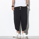 2023 Summer Casual Men's Pants Harajuku Solid Color Baggy Pants Cotton Linen Wide Leg Harem Trousers For Men