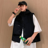 Hooded Cargo Vests Men Clothing Techwear Camping Handsome Sleeveless S-3XL  American Streetwear Pure Cool Zip-up Tactical New