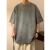 Summer Short Sleeved T-shirt Men Retro Solid Color Round Neck T Shirt Men Streetwear Hip-hop Loose Suede T Shirt Mens Top M-3XL