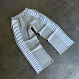 Ilooove Korean Retro Striped Sweatpants, Casual Y2K Style Trousers, Straight Pants, Oversized Simple Loose Casual Pants Streetwear