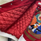 Cartoon Embroidery Bomber Jacket Harajuku Hip Hop Tide Baseball Uniform Autumn Winter Coat Warmth Men's Women's Motorcycle Suit