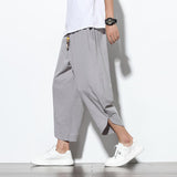 2023 Summer Casual Men's Pants Harajuku Solid Color Baggy Pants Cotton Linen Wide Leg Harem Trousers For Men