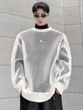 Darkwear Hollowed Out Mesh Design Long Sleeve Men Sweatshirt 2023 New Autumn Korean Fashion Long Sleeve Male Tops 9A4936