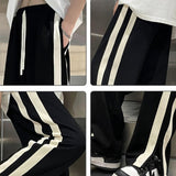 Casual Pants Men Summer All-match Fashion Black High Street Hip Hop Ulzzang College Teens European Stylish Handsome Drawstring