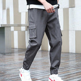 Fashion Youth Trend Summer New Men's Clothing Oversized Thin Loose Casual Solid Color Elastic Waist Spliced Pocket Cargo Pants