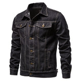 Ilooove 2023 Autumn Solid Lapel Denim Jackets Fashion Motorcycle Jeans Jacket Hommes Slim Fit Cotton Casual Black Blue Outwear Plus Size