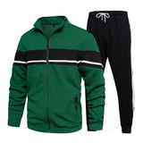 Men's Hooded Athletic Tracksuit Casual 2 Pieces Suits Color Block Hoodies and Sweatpants Set Tracksuit Mens Clothes