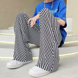 Plus Size 5XL-S Men Striped Mopping Pants Joggers Streetwear Casual Pantalones Hombre Loose Fashion Straight Trousers