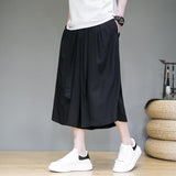 Men Wide Leg Pants Mens Cotton Joggers Retro Loose Trousers Man Korean Style Linen Pants Male Pants