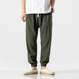 2023 Summer Cotton Linen Harem Casual Pants Men Solid Color Slim Fit Harajuku Joggers Fashion Men's Clothing